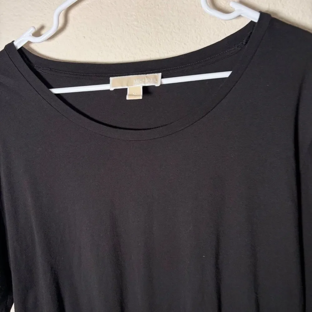 Michael Kors Shirt Women's XL Black Short Sleeve Round Neck Casual Top